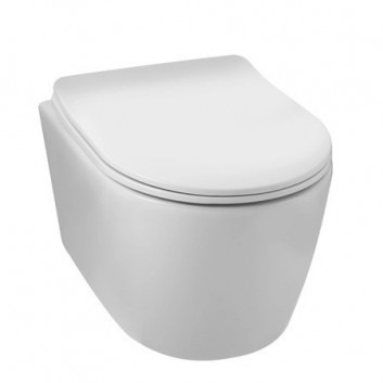 Bowl wall-hung WC Balneo Luna Tornado 36,5x48,5 cm, white bez kołnierza with soft-close WC seat z duroplastu