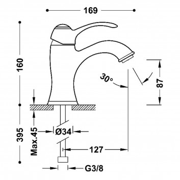 Bidet mixer Tres-Clasic - brass antyczny