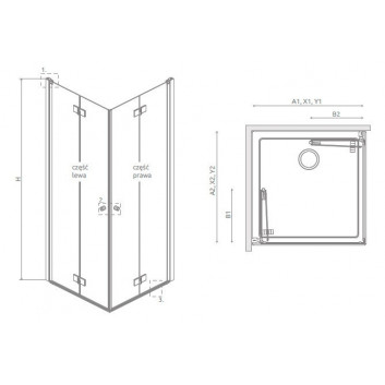 Shower cabin Radaway Modo X I 120, przejrzysta, 1180x2000mm