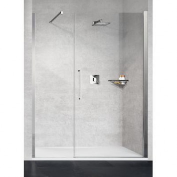 Door shower for recess installation Novellini Young 2.0 1BS folding, zakres regulacji 77-81 cm, profil chrome, transparent glass, right version