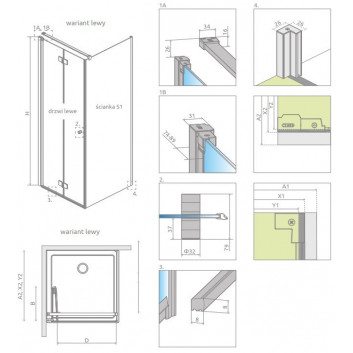 Shower cabin Radaway Modo X I 120, przejrzysta, 1180x2000mm