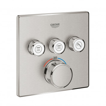 Concealed mixer Grohe Grohtherm SmartControl thermostatic 3-receivers wody color stainless steel