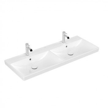 Vanity washbasin, rectangular Villeroy & Boch Avento white Alpin, 100 x 47 x 16,5 cm, overflow, 2 otwory na baterię, powłoka CeramicPlus