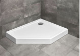 Pentagonal shower tray Radaway Doros PT E Compact, 90x80 cm, lewy, acrylic - white