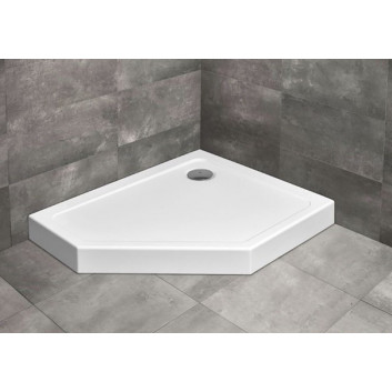 Pentagonal shower tray Radaway Doros PT E Compact, 90x80 cm, lewy, acrylic - white