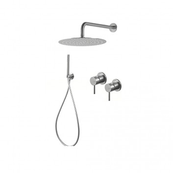 Shower set Vema Tiber Steel, concealed, 2 wyjścia wody, overhead shower 30cm, stainless steel inox