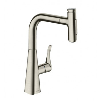 Kitchen faucet Hansgrohe Metris Select M71, single lever 320, pull-out spray, 2jet, sBox - stainless steel, finish