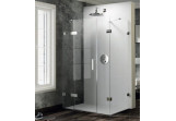 Swing door Huppe SolvaPro, bezramowe quadrangle with fixed segment, side segment and side panel, fixing right, 900-1200 x 200-1200 mm, height 1200-2000 mm on special order - shiny silver profile, glass transparent AntiPlaque