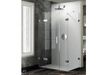 Shower cabin quadrangle frameless Huppe SolvaPro, swing door with fixed segment and side panel, fixing right, 700-1200 x 200-1200 mm, height 1200-2000 mm on special order, silver shine, glass AntiPlaque