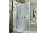 Swing door Huppe SolvaPro, bezramowe quadrangle with fixed segment, side segment and side panel, fixing right, 900-1200 x 200-1200 mm, height 1200-2000 mm on special order - shiny silver profile, glass transparent AntiPlaque