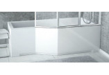 Asymmetric bathtub left Besco Integra 150x75cm + parawan 3-skrzydłowy, white