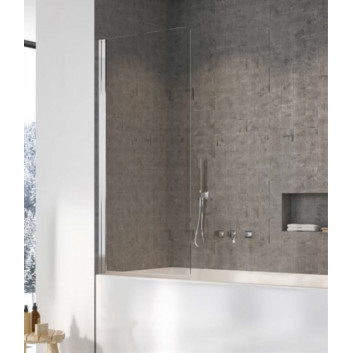 Parawan nawannowy Radaway Nes Black PNJ I Factory, lewy, glass transparent, black kratka, 90x150cm, black profil