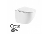 Wall-hung wc Laveo Desna CycleOn 2.0, short 49x36 cm, bezkołnierzowa, wirowa with soft-close WC seat Slim - white