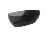Bathtub freestanding Besco Xara 160x75 cm oval Carbon Grey, maskownica black matt