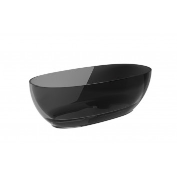 Bathtub freestanding Besco Xara 160x75 cm oval Carbon Grey, maskownica black matt