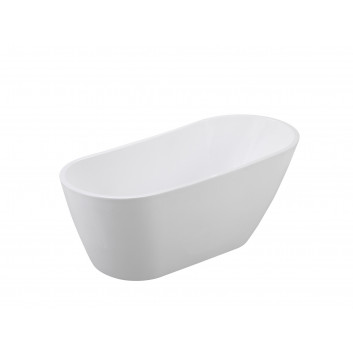 Bathtub freestanding Besco Navia 150x80 cm oval white, maskownica syfonu z overflow white
