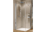 Swing door Huppe Solva partially framed quadrangle 80x200 cm, fixing left, montaż on shower tray - glass transparent Anti-Plaque, shiny silver profile