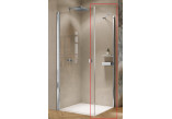 Swing door Huppe Solva partially framed quadrangle 80x200 cm, fixing left, montaż on shower tray - glass transparent Anti-Plaque, shiny silver profile