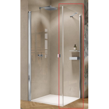 Swing door Huppe Solva partially framed quadrangle 80x200 cm, fixing left, montaż on shower tray - glass transparent Anti-Plaque, shiny silver profile