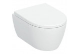 Bowl WC hanging Geberit iCon 53x36 cm, bez kołnierza, spłukiwanie wirowe with soft-close WC seat - white