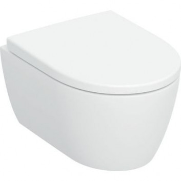 Bowl WC hanging Geberit iCon 53x36 cm, bez kołnierza, spłukiwanie wirowe with soft-close WC seat - white