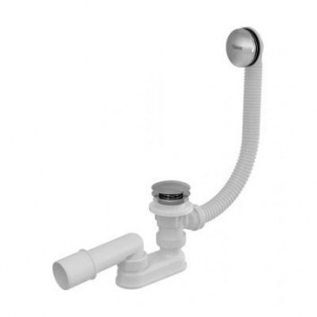 Siphon wannowy z overflow Ravak z overflow, sterowany cięgnem, 570 mm - white mat