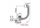Siphon wannowy z overflow Ravak z overflow, sterowany cięgnem, 570 mm - white mat