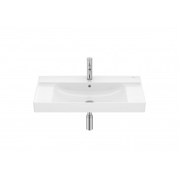 Washbasin wall mounted rectangular Roca Ona Fineceramic, 80x46cm, z overflow, black mat
