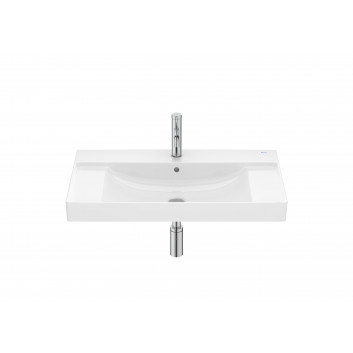 Washbasin wall mounted rectangular Roca Ona Fineceramic, 80x46cm, z overflow, black mat