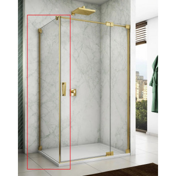 Door shower SanSwiss Cadura CA13 left, 90x200 cm, 1 hinged with fixed element w linii - glass transparent, profil gold