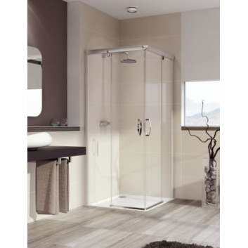 Corner shower cabin Huppe Aura door sliding 80x80 cm, wys. 190 cm, silver profile mat, transparent glass