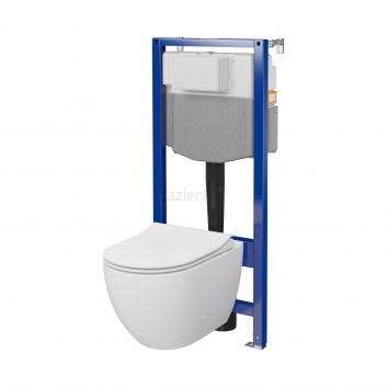 Set Cersanit C205: Frame Aqua 50 PNEU QF MZ + Wall-hung WC City Pro Oval DUR WO ŁW with soft-close WC seat