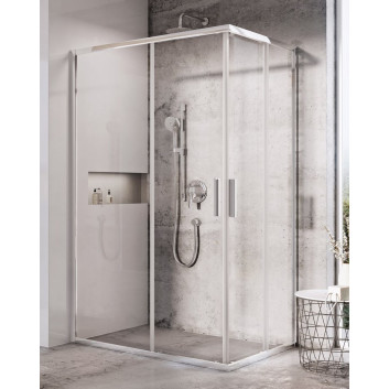 Shower cabin Ravak Blix II NBLRV2, czteroczęściowa corner 90x90x195 cm, glass transparent z warstwą AntiCalc, profil shiny chromee