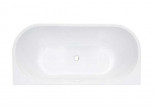 Bathtub wallmounted Besco Vica, 150x80cm, acrylic, white + maskownica syfonu z overflow black
