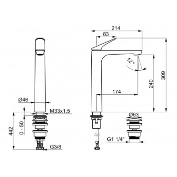 Washbasin faucet HansaGenesis, standing, single lever - chrome