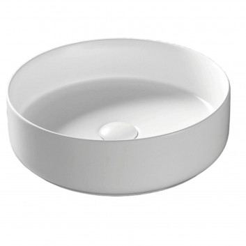 Countertop washbasin Corsan Lugo round 41,5x13,5 cm with waste klik-klak whitem