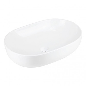 Countertop washbasin Corsan Olvena oval 60x40x15 cm with waste klik-klak whitem