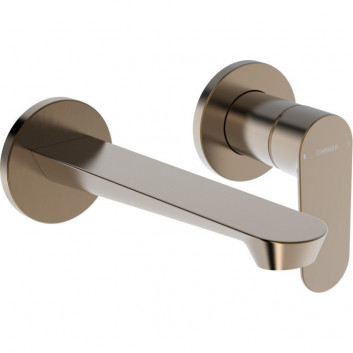 Washbasin faucet HansaGenesis, component wall mounted, spout 20,3 cm - brushed steel