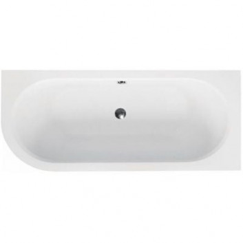 Bathtub freestanding Besco Avita A-line z z overflow szczelinowym, with siphon and cap klik-klak 160x75cm, left version, acrylic, white