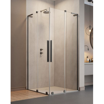 Cabin Radaway Furo SL KDD 80, profil chrome shine, glass transparent, part left