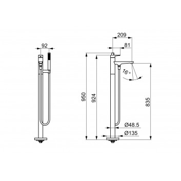Washbasin faucet HansaGenesis with side handle mieszacza, standing, single lever - chrome
