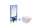 Set concealed Roca DUPLO ONE + bowl WC wall-hung GAP ROUND COMPACTO RIMLESS with seat SLIM, white