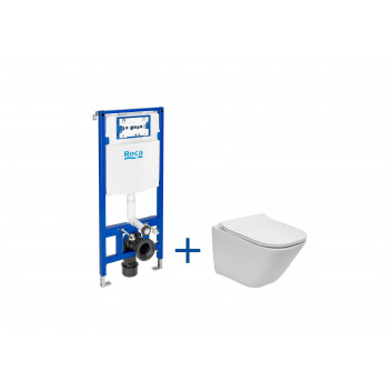 Set concealed Roca DUPLO ONE + bowl WC wall-hung GAP ROUND COMPACTO RIMLESS with seat SLIM, white