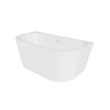 Bathtub wallmounted Besco Vica New, 170x80 cm, acrylic, white + siphon gold z napełnieniem przez overflow