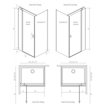 Shower cabin Radaway Modo X I 120, przejrzysta, 1180x2000mm