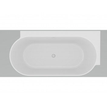 Bathtub freestanding do ściany Ravak Freedom Wall II Tec, acrylic,170x87 cm - white, osłona odpływu white