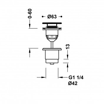 Drain umywalkowy Tres, click-clack, 63mm, 24-K gold matowe