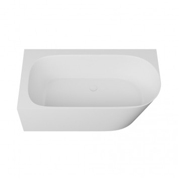 Bathtub freestanding Emporia Sally 158x86 cm, wallmounted z konglomeratu - white