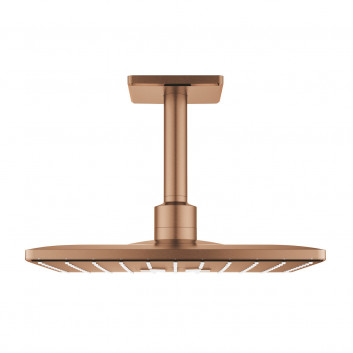 Overhead shower Grohe Rainshower Smartactive 310 Cube, arm ceiling 142mm, 2 strumienie, brushed cool sunrise