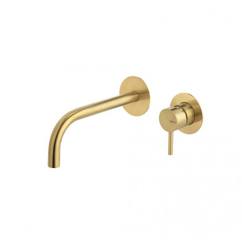 Washbasin faucet Vema Tiber Steel, concealed, 2-hole, spout 208mm, without pop, stainless steel inox